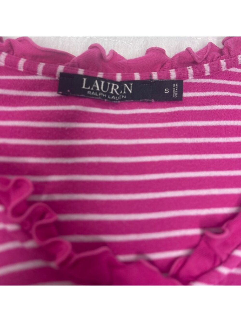 Lauren Ralph Lauren Pink White S Cotton Pajamas Short Sleeve Blouse Long Pants - Picture 6 of 11